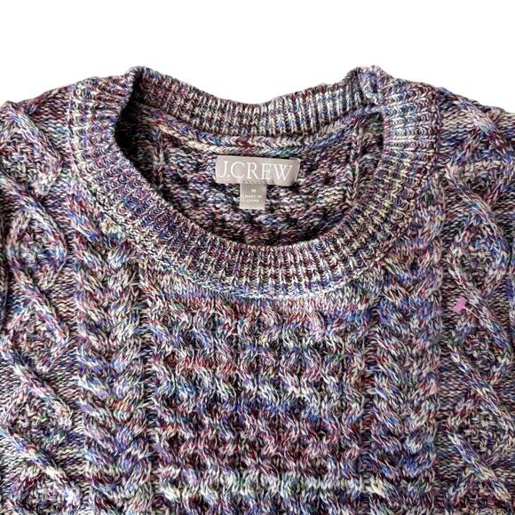 J. Crew Lavender Wool Marled Cable Knit Crewneck Sweater Women's Size Medium - Picture 3 of 6